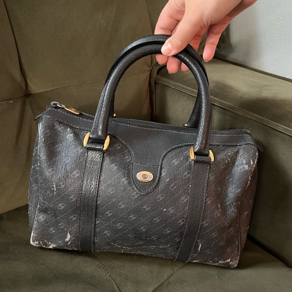 Gucci vintage bundle- 1 navy blue large travel bag and small handbag - Picture 11 of 16